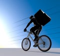 The person delivering the food. A man delivering by bicycle. 3D illustration