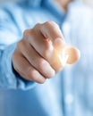 Person Demonstrating ISO Certification Approval With Glowing Check Mark in Quality Assurance Process