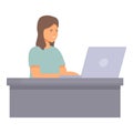 Person desk happy writing icon cartoon vector. Studio remote control