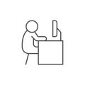 Person at desk line icon isolated on white Royalty Free Stock Photo