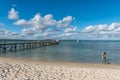 Person digging for prawns at the jetty at Kraalbaai