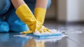 Person Cleaning Floor With Sponge Royalty Free Stock Photo