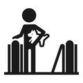 Person with dog escalator icon, simple style