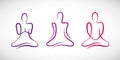 Person doing yoga in different positions line drawing