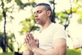 Person doing yoga at the park