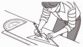 Person Drawing with Ruler, Technical Illustration, vector design Generative AI Royalty Free Stock Photo