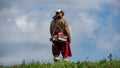 Person dressed up as an 1650 soldier in the battle reenactment of Bourtange, Netherlands