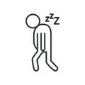 Person with drowsiness covid19 symptom line style icon