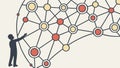 Person Engaging with a Conceptual Brain Network Illustration, vector design Generative AI Royalty Free Stock Photo