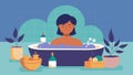 A person enjoying a hot bath adding aromatherapy and ketamine therapy to enhance the relaxation and stressreducing