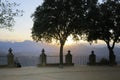 A person enjoying the sunset from the Alameda del Tajo, Ronda, MÃÂ¡laga, Andalusia