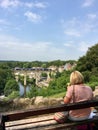 Person enjoying the view in Knaresborough, Yorkshire, UK