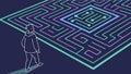 Person Entering Digital Maze Vector Problem Solving, vector design Generative AI Royalty Free Stock Photo