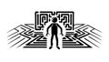 Person Entering Digital Maze Virtual Reality Vector, vector design Generative AI Royalty Free Stock Photo