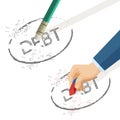 Person erase word debt written on paper, vector illustration Royalty Free Stock Photo