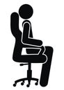 Person on ergonomic office chair, black color, eps.