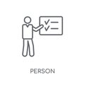 Person explaining strategy linear icon. Modern outline Person ex