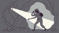 Person exploring a cave with bright light, discovery and courage, vector design Generative AI Royalty Free Stock Photo