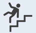 Person falling down stairs icon safety warning alert Royalty Free Stock Photo