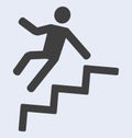 Person falling down stairs symbol on grey background Royalty Free Stock Photo