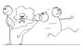 Person Farting, Panic Burst Around , Vector Cartoon Stick Figure Illustration
