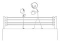 Person Fighting With Uneven Enemy, Vector Cartoon Stick Figure Illustration