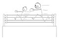 Person Fighting With Uneven Enemy, Vector Cartoon Stick Figure Illustration