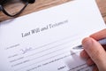 Person Filling Last Will And Testament Form Royalty Free Stock Photo