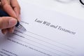 Person Filling Last Will And Testament Form Royalty Free Stock Photo