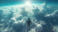 Person Floating Above Clouds