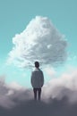 A person is in front of clouds conceptual digitalism, concept of Limitlessness, created with Generative AI technology Royalty Free Stock Photo
