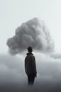 A person is in front of clouds conceptual digitalism, concept of Limitlessness, created with Generative AI technology Royalty Free Stock Photo