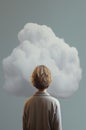A person is in front of clouds conceptual digitalism, concept of Limitlessness, created with Generative AI technology Royalty Free Stock Photo