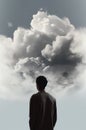 A person is in front of clouds conceptual digitalism, concept of Limitlessness, created with Generative AI technology Royalty Free Stock Photo