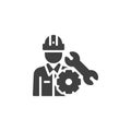 Person with a gear and wrench vector icon