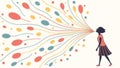 Person generating a vibrant stream of data flow, vector design Generative AI Royalty Free Stock Photo