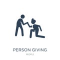 person giving assistance icon in trendy design style. person giving assistance icon isolated on white background. person giving