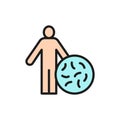 Person with good bacteria, probiotics flat color line icon. Royalty Free Stock Photo