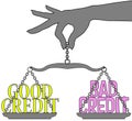 Person Good Bad Credit scales choice Royalty Free Stock Photo