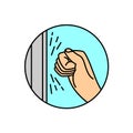 Person hand knocking on door illustration. Please knock icon. Royalty Free Stock Photo