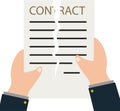 Person hands ripping up a contract. Terminated contract sign. Business concept of disagreement. flat style