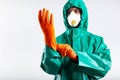 Meticulous preparation for working in infected area during pandemic Royalty Free Stock Photo