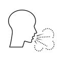 Person, head mouth cough face icon. Isolated vector illustration.