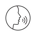 Person, head talking icon. Voice, speak, talk control vector illustration.