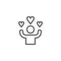 Person and hearts outline icon