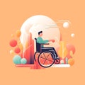 A_person_helps_the_disabled_push_a_wheelchair3 Royalty Free Stock Photo