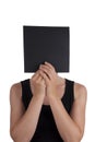 Person Hiding Behind a Black Square