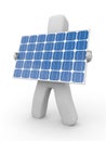 Person hold solar panel