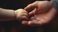 A person holding a baby& x27;s hand, AI Royalty Free Stock Photo