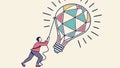 Person Holding a Bright Idea Light Bulb, Symbolizing Discovery, vector design Generative AI Royalty Free Stock Photo